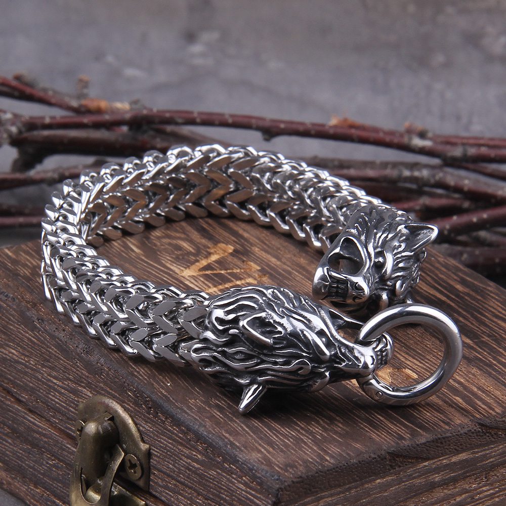 Fenrir Head Wolf Bracelet