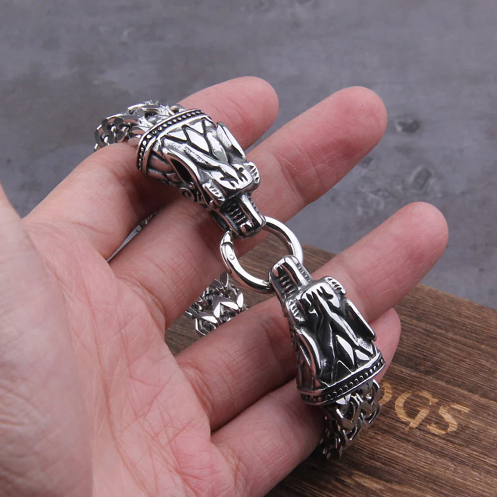 Fenrir Head Wolf Bracelet