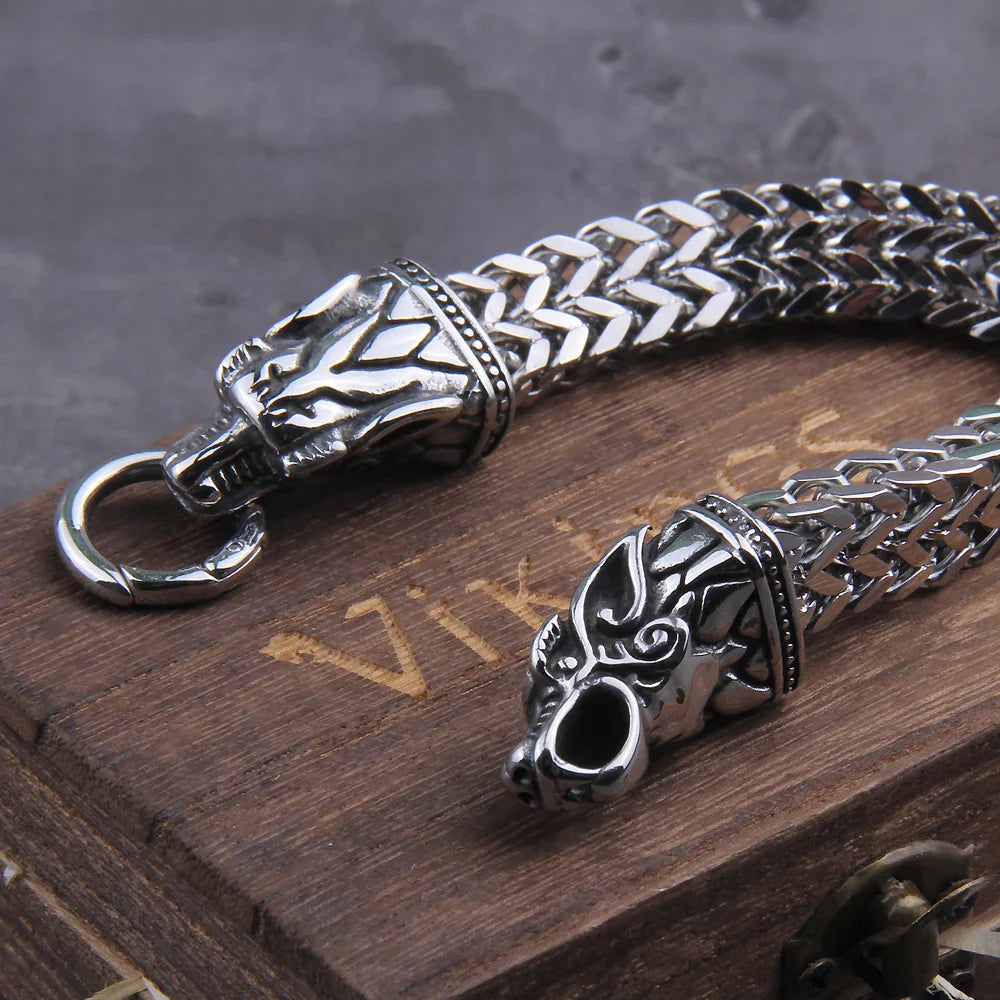 Fenrir Head Wolf Bracelet